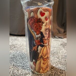 Beauty and the Beast tumbler with reusable straw, brand new!